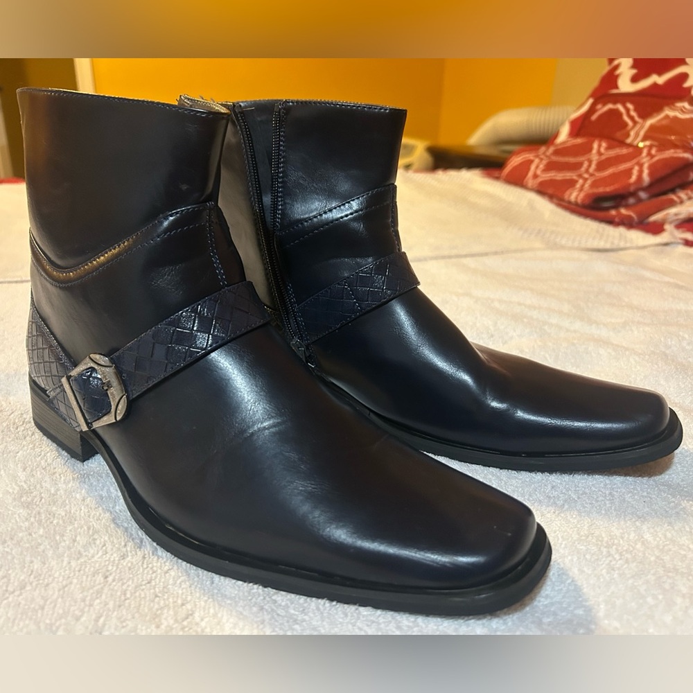 Faranzi Men's Navy Blue Ankle Boots with Buckle